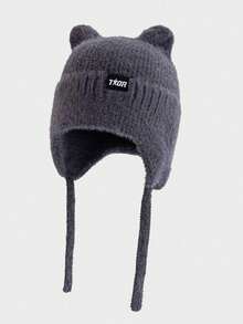 儿童可爱猫耳针织帽，带系带，保暖护耳，适合秋冬季幼儿女童日常佩戴及作为礼物 - 兒童護耳綁帶針織帽 - 查看 4