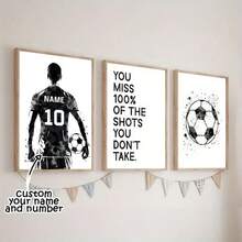 1/3pcs Custom Football Team Jersey With Digital Canvas Printing - Personalized Wall Art For Sports Fans, Perfect Gift For Boyfriend Or Lover, Modern/Classic Bedroom, Living Room, Home Office Decor - Unframed Vertical Poster For Indoor Use - Multicolor - View 4