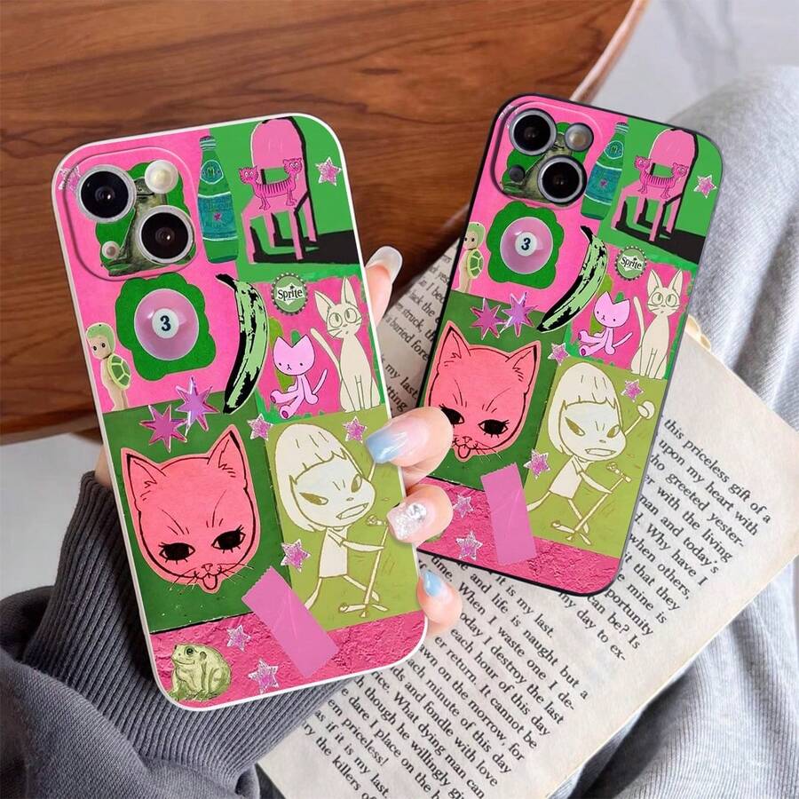 Whimsical Art Collage With Cats And Fruit Fold Phone Case For IPhone 16/16 Pro/16 Plus/16 Pro Max 15/14/13/12/11/X/Xs/Xr/Xs Max,Shopping Festivalt Essential - 淺藍色 - 查看 1