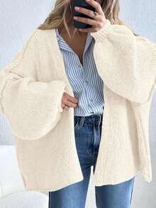 Women's Oversized Cardigan Fall Long Lantern Sleeve Knit Cardigan Lightweight - trắng - Xem 6