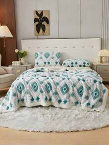 1 szt. Miękki i ciepły pluszowy koc w romby, wielofunkcyjny koc odpowiedni do łóżka, sofy, podróży, biura, sypialni, wystroju domu, na każdą porę roku, idealny prezent na Halloween, dla przyjaciół i rodziny - Niebieski - Zobacz 6