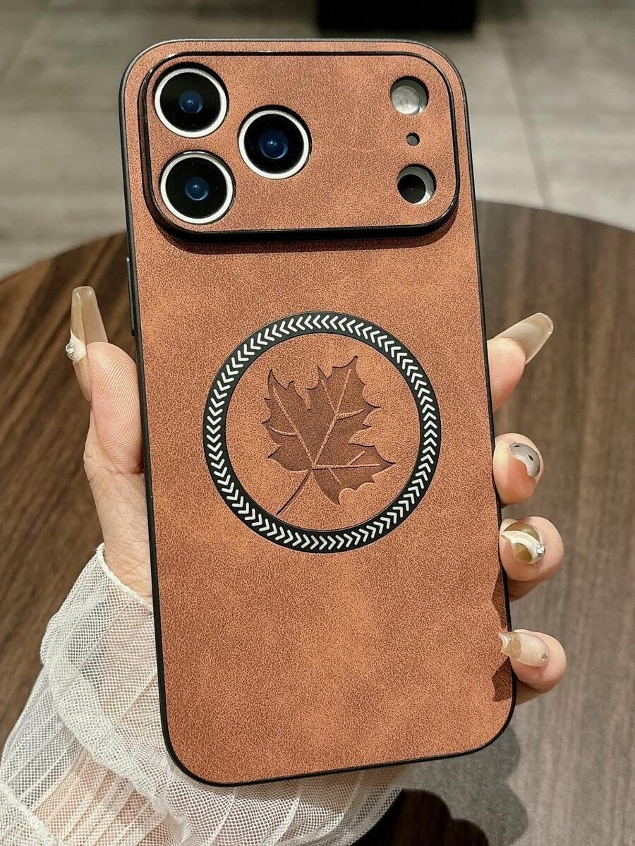 Funda de teléfono de PU con hoja de arce magnética de lujo compatible con iPhone 11 12 13 14 15 16 17 Pro Max, con parachoques a prueba de golpes, regalo de cumpleaños