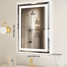 OLIXIS LED Bathroom Vanity Mirror For Wall With Anti-Fog, Dimmable Rectangle Mirrors With Front Light And Backlit, Memory Function, Tempered Glass, Shatter-Proof, Horizontal & Vertically - 白色 - 查看 3