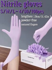 11.42 Inch/29cm Extra Long Disposable Light Purple Nitrile Gloves, Durable, Waterproof, Multi-Purpose, Suitable For Kitchen Cleaning, Tattooing, Hair Dyeing, Salon, Barbecue And General Household Use, Household Gloves, Multi-Purpose Protective - Purple - View 1
