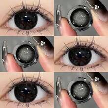 Lalens 1 Pair Colored Contact Lenses - Black 14.5mm Annual Disposable, Enlarging Effect, Gradual Transition Small Pupil Design, Natural Eye Makeup, Comes With Case, Suitable For Summer/Autumn/Winter/Holidays/Travel/Campus/Party/Y2K Fashion - Big Eye Girl Black - View 7