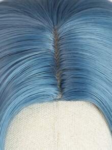 Perruque longue ondulée bleue de 22 pouces en fibre synthétique résistante à la chaleur. Idéale pour Halloween, costume, fête, déguisement, jeux de rôle, Halloween. Fabriquée entièrement à la machine pour les rassemblements quotidiens. Cheveux synthétiques doux et naturels de haute qualité pour femmes. Noël - Bleu azur - Voir 7