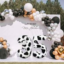 1pc 40-Inch Cow Print Foil Balloon, Large Size Decoration For Birthday, Anniversary, Party - Black and White - View 3