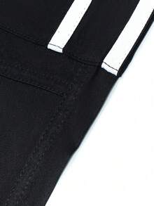 1pc Men's Casual Drawstring Waist Striped Patchwork Big Pocket Ankle Length Pants, Fall