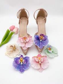2pcs Detachable Faux Ruffled Butterfly Flower Faux Leather Decorative Shoe Clips, High Quality Delicate Accessory