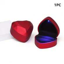 1 pièce Boîte à bijoux en forme de cœur à LED - Boîte cadeau parfaite pour la Saint-Valentin, multicolore avec support pour bague, boîte à bague de mariage