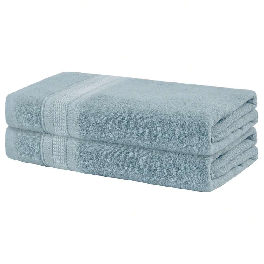 2 Pack Bath Towels, Quick Drying And Highly Absorbent Bath Towels Thick Towels For Gym Pool Hotel - Blue - View 1