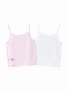 Balabala Girls Tank Top Set 2 Packs Summer Sleeveless Vest - White and Red - View 2