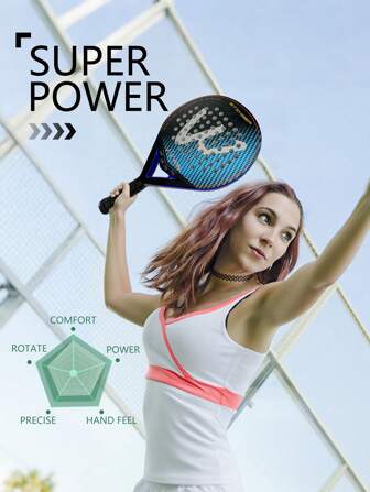 1 Set Padel Racket, Cage Tennis Racket, Carbon Fiber Surface, Ultra-Lightweight, EVA Memory Foam Core, Good Elasticity, Includes 1 Racket, 1 Racket Bag And 4 Tennis Balls