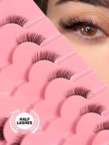 7 Pairs Transparent Stem False Eyelashes Natural Corner Lashes, Half Eye Eye Tail Extended Soft And Comfortable Novice Daily Date Party Eyelashes