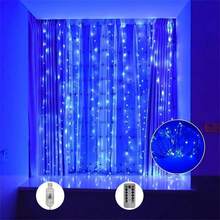1 件装 LED 窗帘灯，带遥控器，USB 供电，8 种灯光模式，适用于圣诞节、室内家庭聚会、卧室装饰、感恩节、情人节、婚礼、派对等场合。 - USB窗簾燈串 - 查看 32