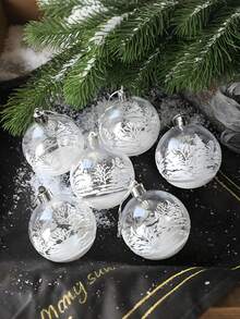 6 Stücke 6cm transparente Schneekugeln Anhänger für Weihnachtsbaum Dekoration, klare Christbaumkugeln zum Aufhängen, Weihnachten, Weihnachtsdekoration, Partydekoration, Fensterdekoration