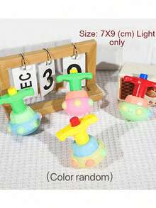 1个趣味LED闪光音乐旋转陀螺，带闪光旋转灯。音乐旋转玩具，升级版发光玩具，适合儿童，黑暗派对用品，生日礼物（颜色随机），互动讲故事和音乐装置，圣诞节小礼物 - 彩色 - 查看 12