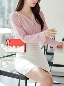 حقيبة كتف نسائية مزينة بسلسلة معدنية قابلة للطي، حقيبة كروس جديدة بتصميم أنيق مزينة بترتر، حقيبة رسول كورية عصرية، محفظة هاتف وحقيبة نقود