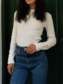 GIGOGOU Autumn Winter Basic Women Rib Warm Soft Sweater Top Slim Fall Clothes - Apricot - View 4