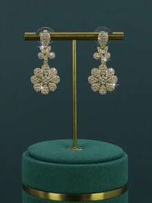 Juego de 5 piezas de accesorios nupciales de estilo real con baño de oro de 18K, con circonita cúbica blanca engastada a mano, que incluye collar, pulsera, aretes y anillo, adecuado para uso diario y bodas, regalo de aniversario de boda