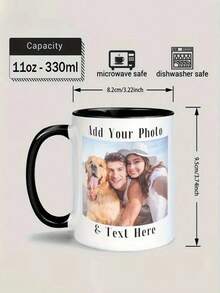 1 pieza Taza de café personalizada con foto, taza de cerámica personalizada de 11 onzas con imagen, texto, nombre - regalo para novio, novia, mejor amigo, Acción de Gracias, Navidad - Multicolor - Ver 9
