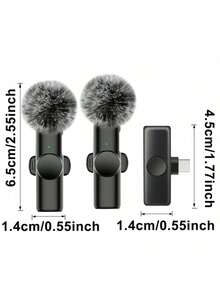 Wireless Lavalier Microphone With Type-C Interface, Plug And Play, 2.4G Ultra-Low Latency, Built-In Noise Cancellation Chip, Suitable For Video Recording, Interviews, Podcasts, Vlogs, 50mAh Rechargeable Battery - Black - View 12