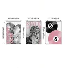 1/3pcs Leopard Cheetah Wall Art Picture 8 Ball Lucky Prints Canvas Paintings Pink Girly Posters Preppy Chic Luxury Decor For Bedroom, Living Room, Or Dorm Room Decor Gift For Her Unframed