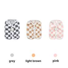 Checkerboard Button-Up Cardigan With Leash For Pets, Warm Lined For Autumn/Winter