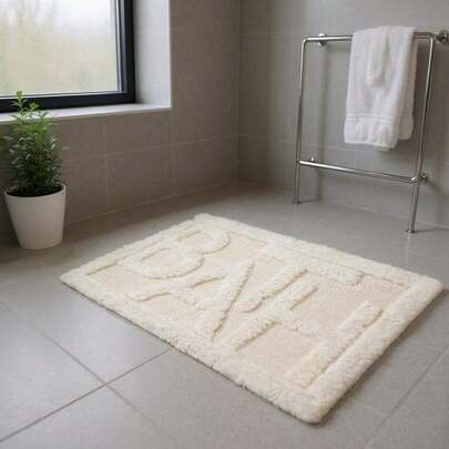 100% Baumwolle, weich & saugfähig Badematte mit erhabener Buchstabengestaltung - HERGESTELLT IN DER TÜRKEI - 50X80 cm - weich & saugfähig & ideal für den Gebrauch als Badematte