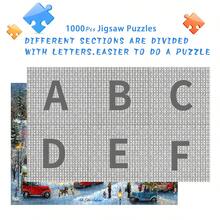 1 caja de 1000 piezas de rompecabezas para adultos - Pueblo de festival de invierno, coches vintage, río congelado, 75x50cm, decoración artística, ideal para regalos festivos, sin marco, perfecto para Halloween, Acción de Gracias, Pascua, Ramadán Mubarak, mejor para Navidad