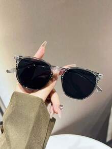 1pair Rice Spike Decor Fashion Glasses For Outdoor Boho Shades Beach Accessories Beach Accessories For Women Glasses Shades Basics Fall Winter Women Outfits Clothes Business Casual Gifts Leopard Color Blocking Boho Vacay Vibes - Xám - Xem 8