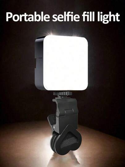 1PC Portable Mini Clip-On Fill Light, Selfie Ring Light LED Light Portable LED Video Light Dimmable, Camera & Camcorder Vlogging For Photo Selfie Video Recording Zoom Meeting,Interviews, Live Streaming,Vlog,Family Gatherings, Christmas Party Shooting,For Handheld Selfie, Outdoor Activities,Does Not Include Battery, Needs To Be Purchased Separately