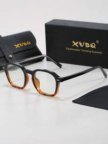 XVBQ 1 par de gafas con montura metálica de estilo geométrico retro para hombres, con lentes transparentes, adecuadas para computadora, oficina, decoración, estudio de estudiantes, lectura, reuniones de negocios, correr, juegos y conducir