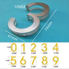 1pc Premium Brushed Metal Transparent Number Adhesive Door Plate, 75mm/2.95 Inch House Number, Suitable For Mailbox 0 To 9, DIY Wall Decor Number