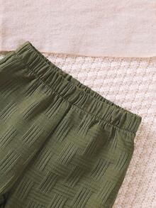 BrownBark 2pcs Baby Boys' Spring/Autumn Outfit, Solid Color Long Sleeve Collared Top + Pants Set, Regular Fit, Perfect For Outdoor, Baby Boy Autumn/Spring Clothing