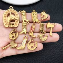 2pcs Stainless Steel Western Cowboy Boots Charms For Jewelry Making, Dangle Charm Boot Hat Horse Cactus Pendants For Bracelet Necklace Earrings Making Accessories