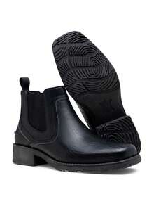 SHOESMALL Men's Black Western Chelsea Boots Square Toe Ankle Bohemian  Boots Casual Slip On Boots For Men - AMY8421-黑色 - 查看 6
