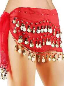 Thai//Arabian Dancer Skirt, Women's Sexy Belly Dance Hip Scarf Waist Belt Dancer Skirt, Women's Shiny Tassel Performance Costume - Multicolor - View 21