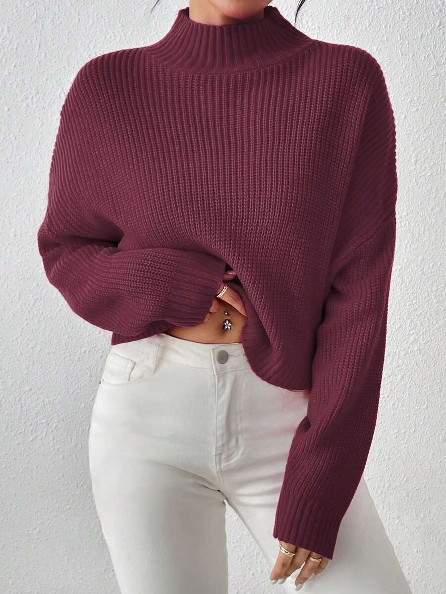 Women's Cute Short Sweater, Casual Lightweight & Comfortable Ribbed Knit Pullover