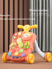 1件装多功能婴儿学步车，带白板和齿轮，ABS材质推车玩具，可拆卸大象拼图，色彩鲜艳的卡通设计，帮助宝宝学习形状和锻炼手指，室内早教玩具 - 生日礼物