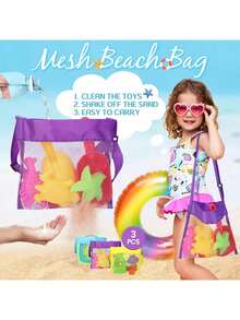 35pcs Beach Toys For Kids Sand Toys Set Fun Shovel Molds Beach Bucket Toys Includes Shovel,Mesh Bag,Sand Mold,Folding Bucket,For Outdoor Beach Park Toys,Christmas Gifts,Family Activities Holiday Party Gifts - 35件 - 查看 6