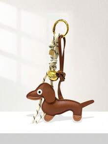 New Leather Dachshund Contrast Color Braided Rope Bag Charm Simulated Chocolate Baseball Multi-Element Decorative Bag Pendant Fall - Mocha Brown - View 1