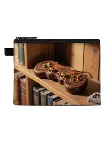 1 pieza Monedero compacto con cremallera, bolsa con cremallera de poliéster de moda y duradera, diseño impreso con estilo de gamepad, ideal para guardar monedas y pequeños artículos esenciales, regalo divertido con cierre , material duradero, fácil de mantener