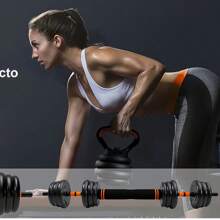 Kit De Mancuernas 6 En 1 ,Pesas para Ejercicio en Casa, Mancuernas para Ejercicio, con Pesas Rusas, Barra y Discos, Barra Recta Ejercicio Ajustable ,Con Peso Ajustable De Hasta 20 Kg,Mancuernas y Peso para Entrenamiento Casa y Gimnasio,ideal para principiantes o usuarios avanzados - Negro - Ver 6