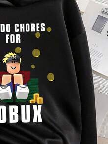 Ciepła bluza z kapturem dla chłopców w wieku nastoletnim z nadrukiem graficznym