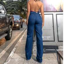 DARK WIDE LEG JEANS - Azul lavado oscuro - Ver 3