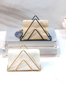 1pc Cast Iron Napkin Holder Stand - Triangular Hollow Design, Tabletop Organizer, Suitable For Kitchen, Cafe, Restaurant And Hotel - Elegant Dining Table Decor, Kitchen Accessory | Decorative Triangular Hollow Pattern | Exquisite Craftsmanship - Napkin Holder - Napkin Rack - Multicolor - View 3