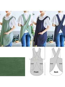 1 pieza Delantal de estilo retro elegante para mujer - Correas ajustables en los hombros, sin necesidad de atar, cómodo y de moda, adecuado para cocinar en casa, la cocina o el uso en la tienda, delantal retro portátil (diseño delgado y ligero) - Multicolor - Ver 4