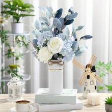 16 Pcs 7. 48 Inch Vases For Centerpieces Mason Jars With Twine Bow Galvanized Metal Flower Vase Rustic Vintage Farmhouse Tin Bucket Decor For Artificial Flowers Wedding Home Table White - 白色 - 查看 3