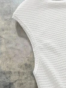 男士夏季纯色华夫格字母拼接背心 - 白色 - 查看 4